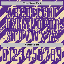 Load image into Gallery viewer, Custom Purple Cream Distressed Diagonal Stripe Pattern Sports Sublimation Soccer Uniform Jersey