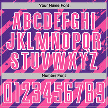 Загрузить изображение в средство просмотра галереи, Custom Purple Pink-White Distressed Diagonal Stripe Pattern Sports Sublimation Soccer Uniform Jersey