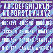 Загрузить изображение в средство просмотра галереи, Custom Purple White-Light Blue Distressed Diagonal Stripe Pattern Sports Sublimation Soccer Uniform Jersey