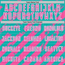 Load image into Gallery viewer, Custom Aqua Pink-White Distressed Diagonal Stripe Pattern Sports Sublimation Soccer Uniform Jersey