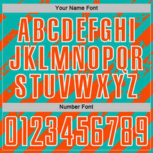 Load image into Gallery viewer, Custom Aqua Orange-White Distressed Diagonal Stripe Pattern Sports Sublimation Soccer Uniform Jersey