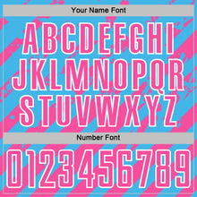 Загрузить изображение в средство просмотра галереи, Custom Sky Blue Pink-White Distressed Diagonal Stripe Pattern Sports Sublimation Soccer Uniform Jersey