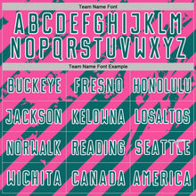 Charger l'image dans la galerie, Custom Pink Teal-White Distressed Diagonal Stripe Pattern Sports Sublimation Soccer Uniform Jersey