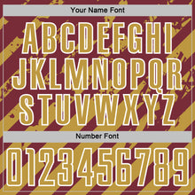 Загрузить изображение в средство просмотра галереи, Custom Burgundy Old Gold-White Distressed Diagonal Stripe Pattern Sports Sublimation Soccer Uniform Jersey