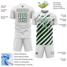 Charger l'image dans la galerie, Custom White Green Distressed Diagonal Stripe Pattern Sports Sublimation Soccer Uniform Jersey