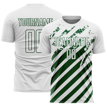 Charger l'image dans la galerie, Custom White Green Distressed Diagonal Stripe Pattern Sports Sublimation Soccer Uniform Jersey