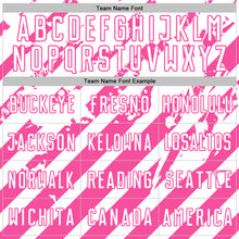 Загрузить изображение в средство просмотра галереи, Custom White Pink Distressed Diagonal Stripe Pattern Sports Sublimation Soccer Uniform Jersey