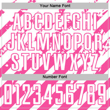 Загрузить изображение в средство просмотра галереи, Custom White Pink Distressed Diagonal Stripe Pattern Sports Sublimation Soccer Uniform Jersey