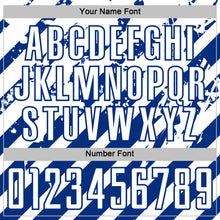 Загрузить изображение в средство просмотра галереи, Custom White Royal Distressed Diagonal Stripe Pattern Sports Sublimation Soccer Uniform Jersey