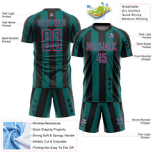 Charger l'image dans la galerie, Custom Black Teal-Pink Stars And Stripes Sports Sublimation Soccer Uniform Jersey