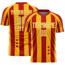 Charger l'image dans la galerie, Custom Red Gold-White Stars And Stripes Sports Sublimation Soccer Uniform Jersey