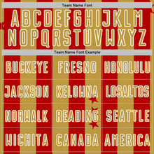 Laden Sie das Bild in den Galerie-Viewer, Custom Red Old Gold-White Stars And Stripes Sports Sublimation Soccer Uniform Jersey