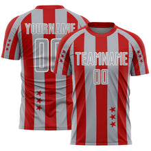Charger l'image dans la galerie, Custom Red Gray-White Stars And Stripes Sports Sublimation Soccer Uniform Jersey