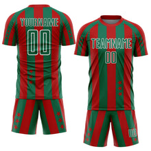 Laden Sie das Bild in den Galerie-Viewer, Custom Red Kelly Green-White Stars And Stripes Sports Sublimation Soccer Uniform Jersey