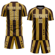 Load image into Gallery viewer, Custom Brown Old Gold-White Stars And Stripes Sports Sublimation Soccer Uniform Jersey