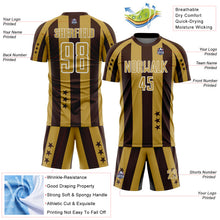 Load image into Gallery viewer, Custom Brown Old Gold-White Stars And Stripes Sports Sublimation Soccer Uniform Jersey
