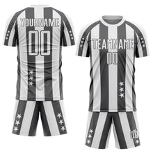 Загрузить изображение в средство просмотра галереи, Custom White Steel Gray Stars And Stripes Sports Sublimation Soccer Uniform Jersey