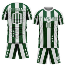 Загрузить изображение в средство просмотра галереи, Custom White Green Stars And Stripes Sports Sublimation Soccer Uniform Jersey