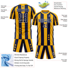 Laden Sie das Bild in den Galerie-Viewer, Custom Gold Navy-White Stars And Stripes Sports Sublimation Soccer Uniform Jersey