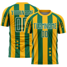Laden Sie das Bild in den Galerie-Viewer, Custom Gold Kelly Green-White Stars And Stripes Sports Sublimation Soccer Uniform Jersey