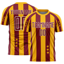 Laden Sie das Bild in den Galerie-Viewer, Custom Gold Crimson-White Stars And Stripes Sports Sublimation Soccer Uniform Jersey
