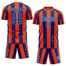Загрузить изображение в средство просмотра галереи, Custom Orange Royal-White Stars And Stripes Sports Sublimation Soccer Uniform Jersey