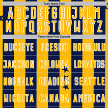 Laden Sie das Bild in den Galerie-Viewer, Custom Navy Gold-White Stars And Stripes Sports Sublimation Soccer Uniform Jersey