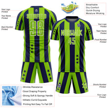 Laden Sie das Bild in den Galerie-Viewer, Custom Navy Neon Green-White Stars And Stripes Sports Sublimation Soccer Uniform Jersey