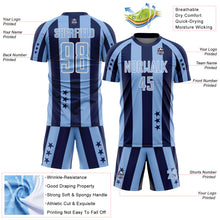 Загрузить изображение в средство просмотра галереи, Custom Navy Light Blue-White Stars And Stripes Sports Sublimation Soccer Uniform Jersey