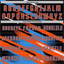 Загрузить изображение в средство просмотра галереи, Custom Black Orange Powder Blue-White Grunge Stripe And Grainy Sports Sublimation Soccer Uniform Jersey