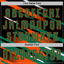 Загрузить изображение в средство просмотра галереи, Custom Black Kelly Green Orange-White Grunge Stripe And Grainy Sports Sublimation Soccer Uniform Jersey