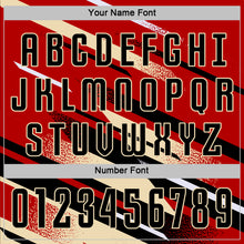 Laden Sie das Bild in den Galerie-Viewer, Custom Red Black Cream-White Grunge Stripe And Grainy Sports Sublimation Soccer Uniform Jersey