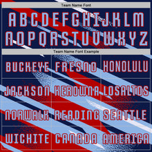 Загрузить изображение в средство просмотра галереи, Custom Navy Light Blue Red-White Grunge Stripe And Grainy Sports Sublimation Soccer Uniform Jersey