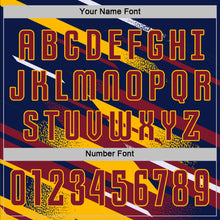 Загрузить изображение в средство просмотра галереи, Custom Navy Crimson Gold-White Grunge Stripe And Grainy Sports Sublimation Soccer Uniform Jersey