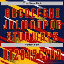 Charger l'image dans la galerie, Custom Navy Red Gold-White Grunge Stripe And Grainy Sports Sublimation Soccer Uniform Jersey