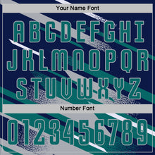 Charger l'image dans la galerie, Custom Navy Teal Gray-White Grunge Stripe And Grainy Sports Sublimation Soccer Uniform Jersey