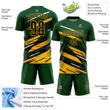 Charger l'image dans la galerie, Custom Green Black Gold-White Grunge Stripe And Grainy Sports Sublimation Soccer Uniform Jersey