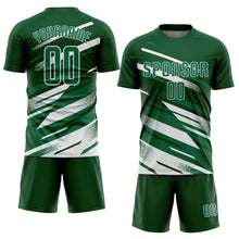 Charger l'image dans la galerie, Custom Green Kelly Green-White Grunge Stripe And Grainy Sports Sublimation Soccer Uniform Jersey