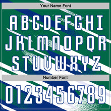 Загрузить изображение в средство просмотра галереи, Custom Kelly Green White-Royal Grunge Stripe And Grainy Sports Sublimation Soccer Uniform Jersey