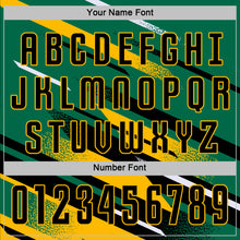 Загрузить изображение в средство просмотра галереи, Custom Kelly Green Black Gold-White Grunge Stripe And Grainy Sports Sublimation Soccer Uniform Jersey