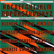 Загрузить изображение в средство просмотра галереи, Custom Kelly Green Black Orange-White Grunge Stripe And Grainy Sports Sublimation Soccer Uniform Jersey