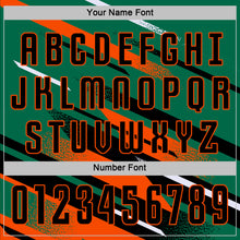 Загрузить изображение в средство просмотра галереи, Custom Kelly Green Black Orange-White Grunge Stripe And Grainy Sports Sublimation Soccer Uniform Jersey
