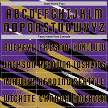 Загрузить изображение в средство просмотра галереи, Custom Purple Black Old Gold-White Grunge Stripe And Grainy Sports Sublimation Soccer Uniform Jersey