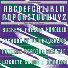Load image into Gallery viewer, Custom Purple White-Kelly Green Grunge Stripe And Grainy Sports Sublimation Soccer Uniform Jersey