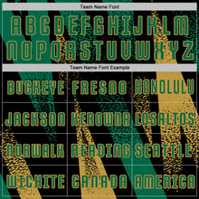 Charger l'image dans la galerie, Custom Black Kelly Green-Old Gold Radial Burst Sports Sublimation Soccer Uniform Jersey