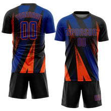 Charger l'image dans la galerie, Custom Black Royal-Orange Radial Burst Sports Sublimation Soccer Uniform Jersey
