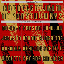 Laden Sie das Bild in den Galerie-Viewer, Custom Red Old Gold-Black Radial Burst Sports Sublimation Soccer Uniform Jersey