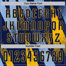 Загрузить изображение в средство просмотра галереи, Custom Navy Light Blue-Gold Radial Burst Sports Sublimation Soccer Uniform Jersey