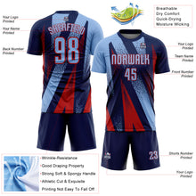 Загрузить изображение в средство просмотра галереи, Custom Navy Light Blue-Red Radial Burst Sports Sublimation Soccer Uniform Jersey