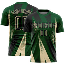 Charger l'image dans la galerie, Custom Green Black-Cream Radial Burst Sports Sublimation Soccer Uniform Jersey